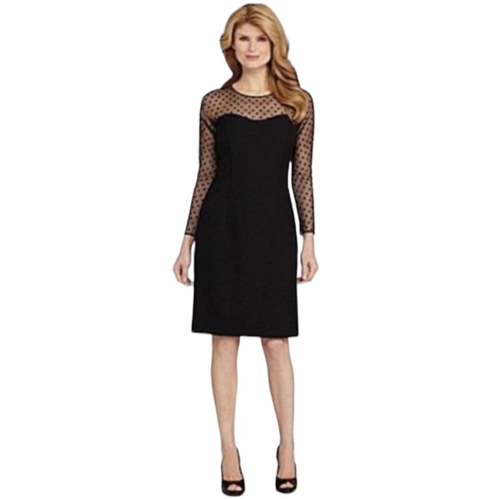 Antonio Melani Black Polka Dot Mesh Dress